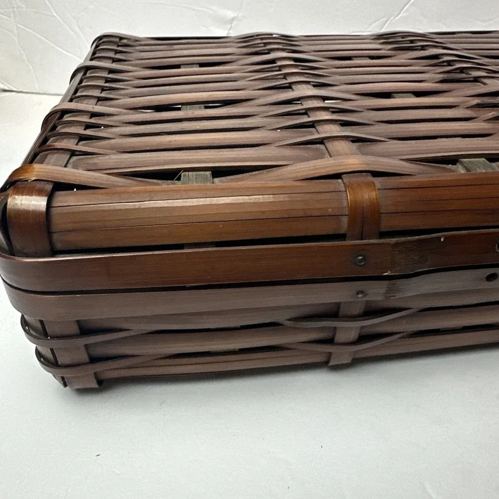 Vintage Bamboo Suitcase Style Basket MCM 10x7x3 Approximate No Handle